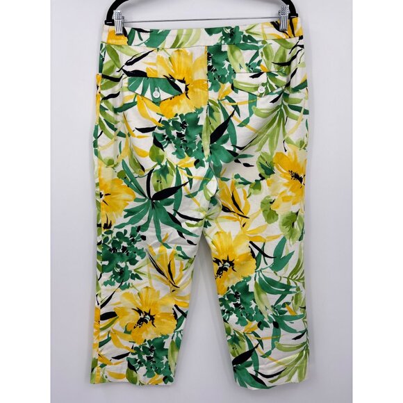 Jones New York Sport Tropical Floral Print Capri Crop Pant Green Yellow Size 12 - Picture 3 of 5